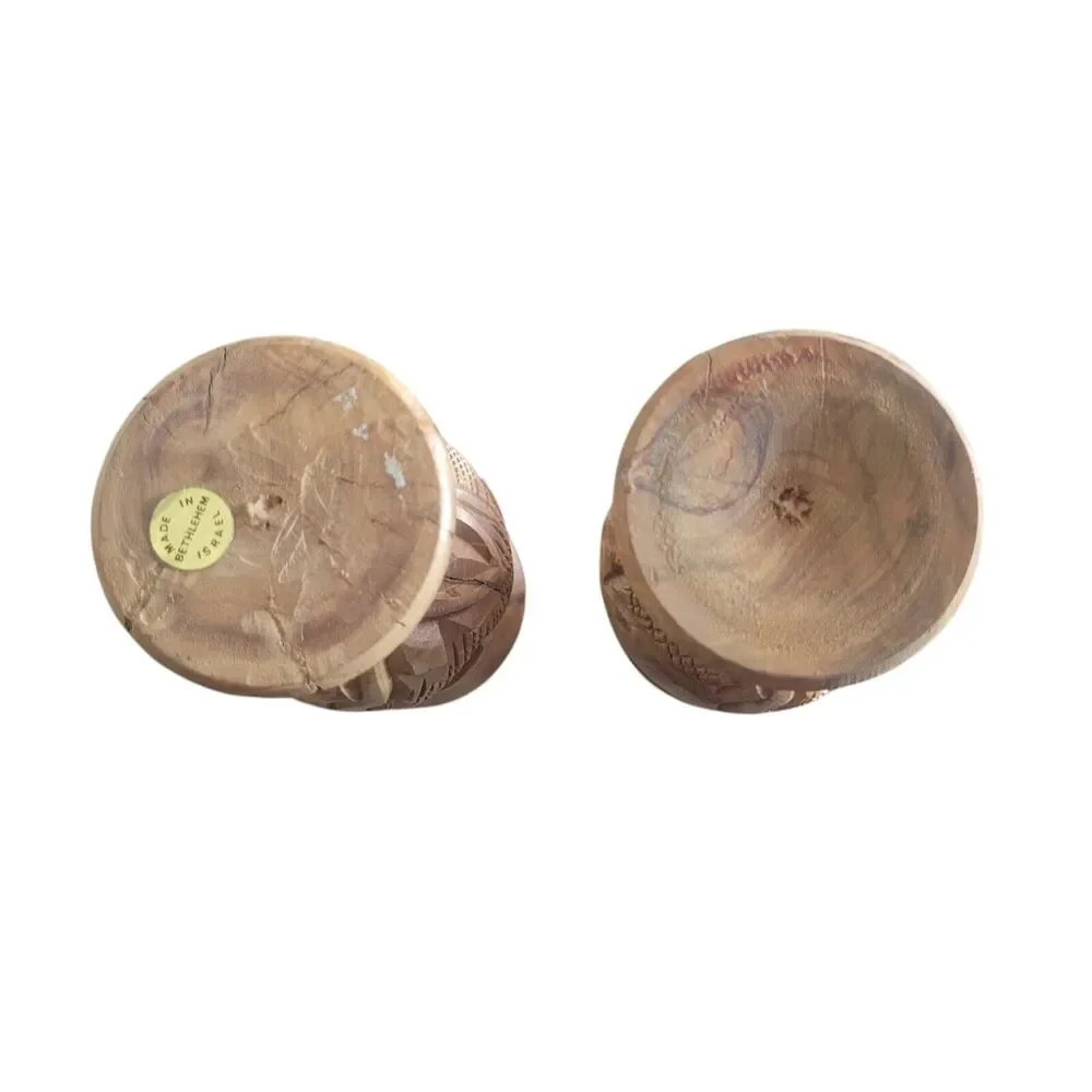 2 Hand Carved Olive Wood Holy Land Bethlehem 5.5
